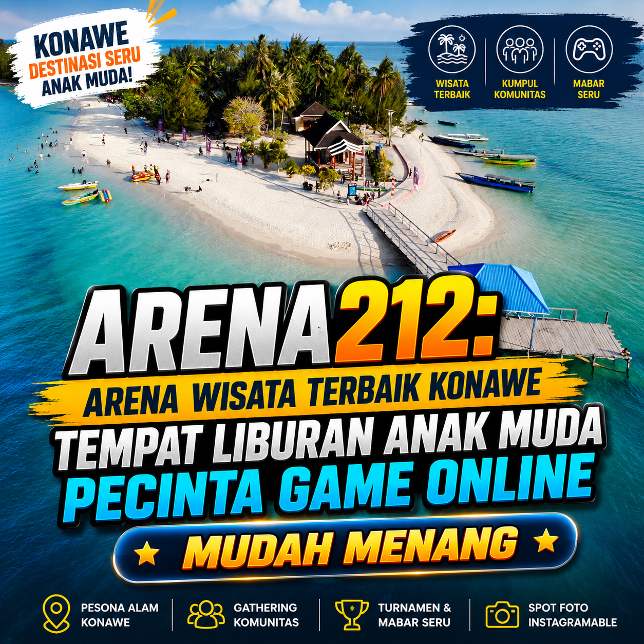 ARENA212: Arena Wisata Terbaik Konawe Tempat Liburan Anak Muda Pecinta Game Online Mudah Menang